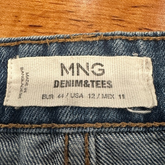 MNG Mango Denim & Tees Cutoff Jean Shorts Medium Wash Coastal Boho Sz 12 - Picture 7 of 10